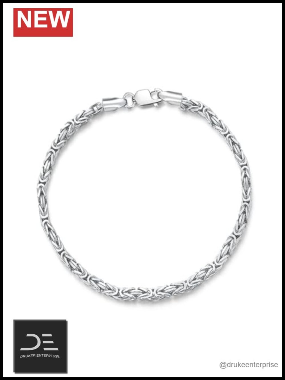 Sterling Silver Byzantine Chain Bracelet 8 Inch Lobster Claw